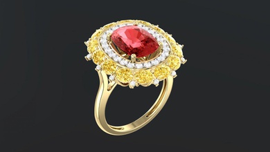rouge saphir coussin d'anneau de l'anneau gem pierre or d'argent le platine pour la terre obj stl d'impression imprimable prototypage collection diamant joyau bijoux forme ovale 3d print model - Mito3D