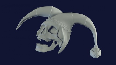 relief cnc scull jester 3d print model in 3dexport panno stl obj 3dprint decor 3d print model - Mito3D