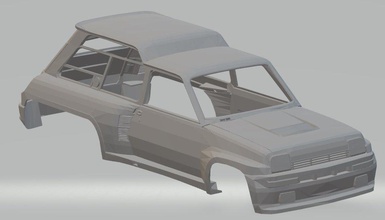 renault 5 6 rodas imprimível corpo carro 3d impressão modelo in automotivo 3dexport fenda escalextrico tamiya rc rádio controle concha comício 3d print model - Mito3D