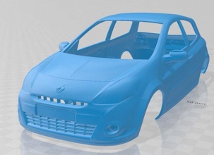 renault clio 3 door 2010 printable body car 3d print model in automotive 3dexport slot scalextric tamiya rc miniz hobby micro 3d print model - Mito3D