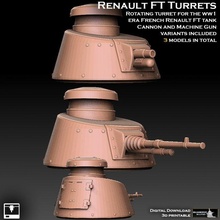 renault ft tank turrets warhammer 40k ww1 ww2 turret armor panzer tiger sherman char predator leman russ land raider chimera rhino wargame imperial 3d print model - Mito3D