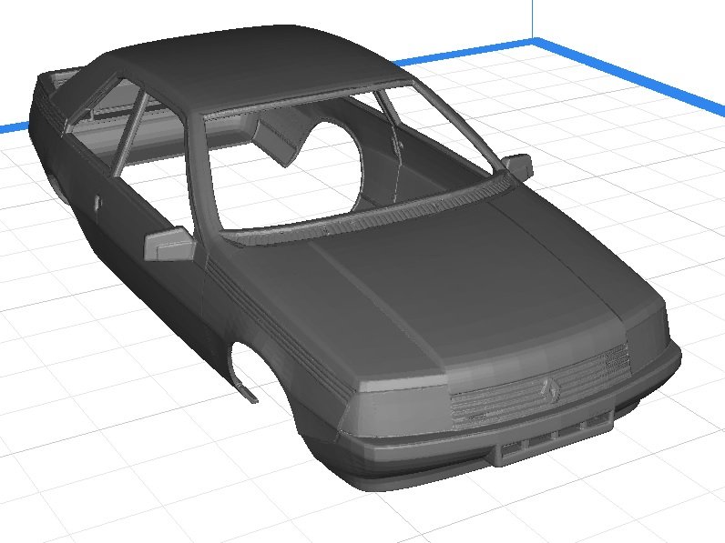 renault fuego imprimible cuerpo del coche shell rc radio de control tamiya ranura scalextric 3D print model - Mito3D