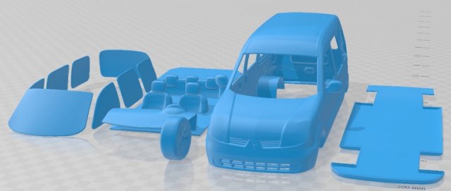 renault kangoo imprimível furgão automotivo fenda escalextrico Tamiya rc miniz passatempo micro 3D print model - Mito3D