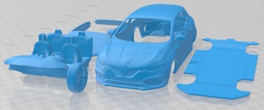 renault megane rs trophée 300 2018 imprimable voiture 3d impression modèle in automobile 3dexport fente scalextric tamiya rc miniz loisir micro 3d print model - Mito3D