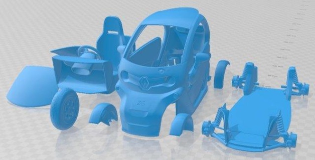 renault twizy ze imprimable voiture automobile fente scalextric tamiya rc miniz loisir micro 3d print model - Mito3D