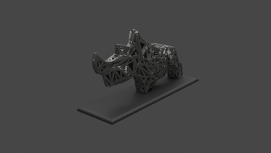 rhino 3d print model in animals 3dexport desktop abstract statue interior geometric design desk poly keychain figurine toy deco wildlife nature printable rhinoceros animal africa 3d print model - Mito3D