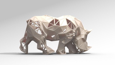 rhinocéros treillis 3d impression modèle in jouets 3dexport animal décor faune jeux mammifère engrener nature imprimable stylisé câble 3d print model - Mito3D