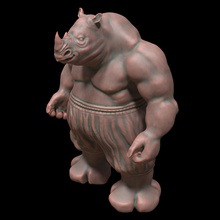 rhino in miniatura rhinoceros animale creatura il design figurina vestiti carattere cartone animato 3d print model - Mito3D