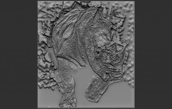 rhino relief 3d print model in 3dexport reliefs reliefmodel animal 3dprint 3dprinted 3dprinting 3dprinter 3d print model - Mito3D