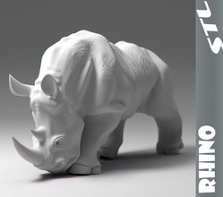 rinoceronte stl 3d impressão modelo in animais 3dexport animal fauna estatueta miniaturas imprimível selvagem vida oco 3d print model - Mito3D