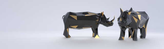 rhinocero decorative rhinoceros poly animals sculputre 2021 figure abstrac 3D print model - Mito3D