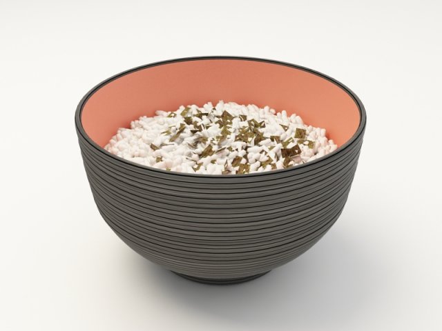 rice bowl seaweed food meal 3D print model - Mito3D
