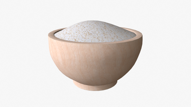 rice wooden bowl 3d model game asset lowpoly ar vr pbr paddy 3d print model - Mito3D