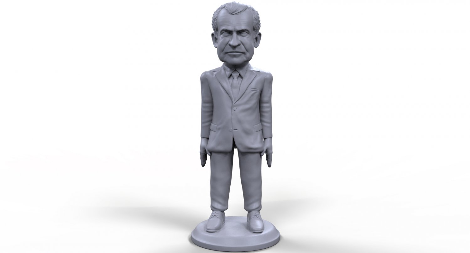 richard nixon stylized high quality 3d printable miniature free print model in sculpture 3dexport richard-nixon politician political caricature board-game figurine tabletop usa president elections historical not-a-crook 3D print model - Mito3D