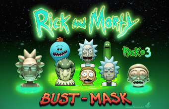 rick morty pack3 3d yazdır model in heykel 3dexport rnm rickandmorty ölümsüz yetişkinler karikatür stl 3dprint eğlence kostüm oyunu maske baş maskesi minyatürler 3d print model - Mito3D