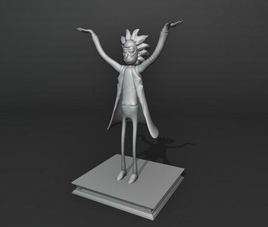Rick mortiço homem rick morty ficar pé sanchez smith desenho animado personagem criança Garoto cientista esculpir escultura estátua estatueta miniatura imprimível decoração brinquedo 3d print model - Mito3D