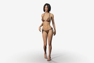 rigged asian style woman wearing bikini 3d model in 3dexport fitness sexy asia thin body chinese adult young beach japanese white female girl korean realistic blender 3d print model - Mito3D