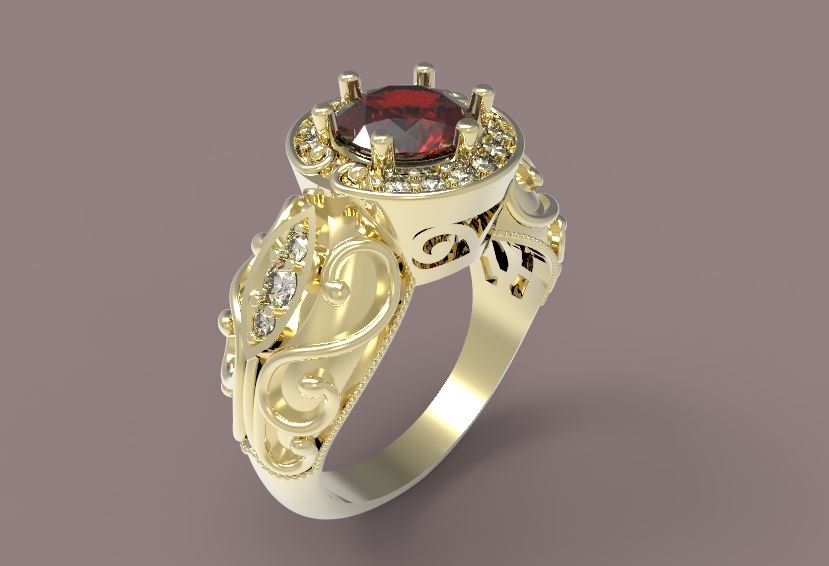 anillo 3d la joyería cuarzos imprimible modelo de oro plata el diamante gem compromiso joya cera impresión fresado 3D print model - Mito3D