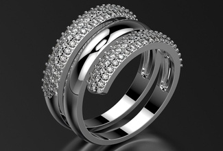 ring0013 de l'anneau bijoux soft-tige le diamant pave l'impression imprimable or la mode exclusif 3d print model - Mito3D