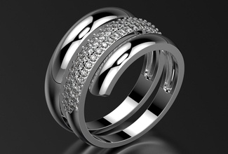 ring0014 ring jewelry jewellery printing printable spiral pave diamond fashion exclusively gold 3d print model - Mito3D