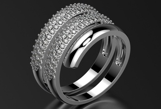ring0015 ring jewelry jewellery printable gold spiral pave fashion 3d print model - Mito3D