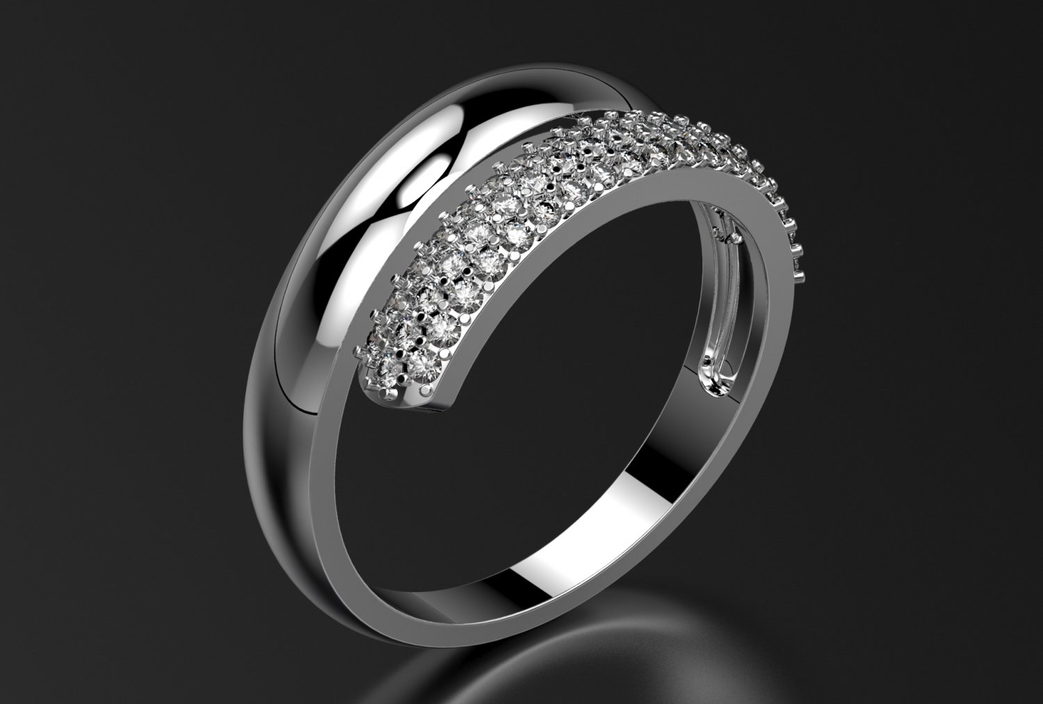 ring0017 de l'anneau bijoux imprimable en spirale pave l'élégance la mode les diamants 3D print model - Mito3D