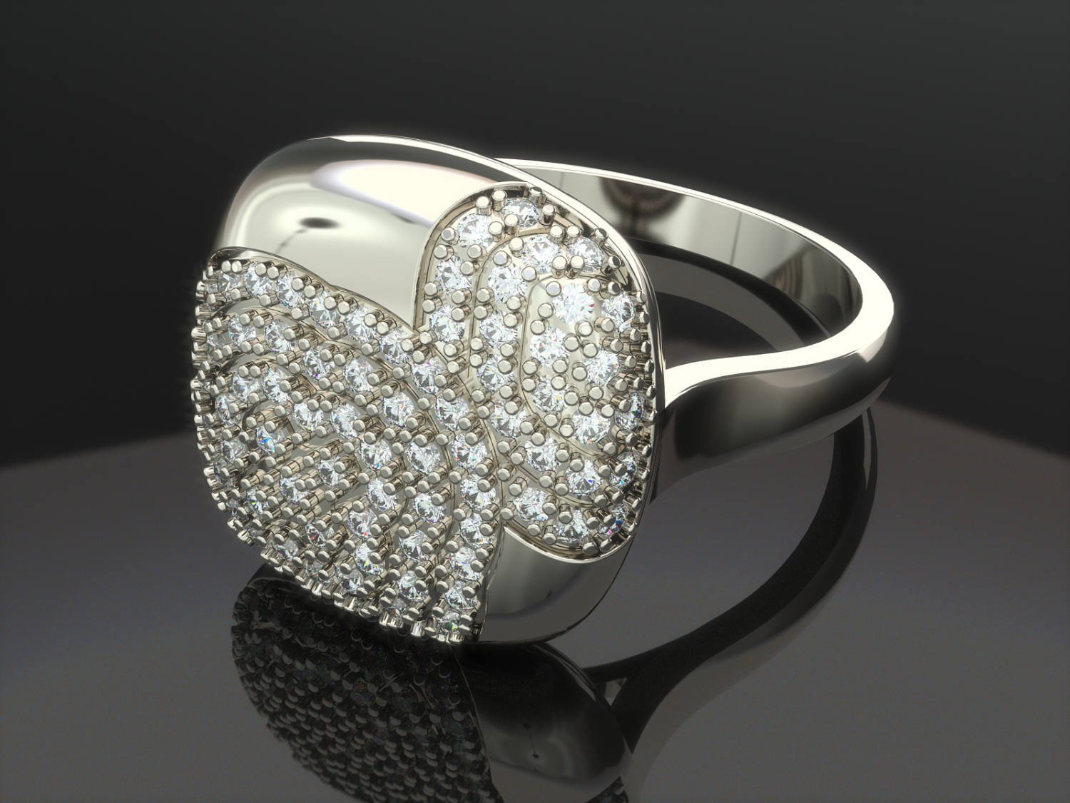 ring0027 ring jewelry jewellery printable pave diamond fashion 3D print model - Mito3D