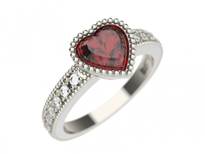 ring0034b anillo la joyería corazón imprimible compromiso 3d print model - Mito3D