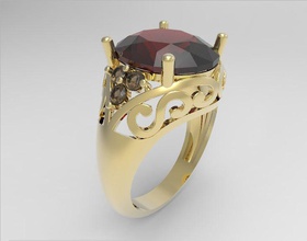 ring gold silver diamond gem 3d jewelry printable model engagement fashion platinum 3d print model - Mito3D