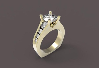 ring 3d jewelry jewellry printable model gold gem silver stone engagement 3d print model - Mito3D