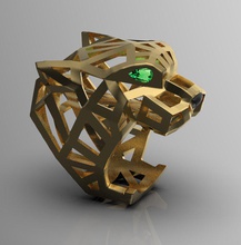 anillo 3d impresión modelo in anillos 3dexport pendientes joyería diamantes diamante oro plata joya pantera panter panthera león tigre libro 3d print model - Mito3D
