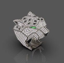 anel 3d impressão modelo in argolas 3dexport brincos jóias diamantes diamante ouro prata joalheria pantera panter panthera leão tigre livro 3d print model - Mito3D