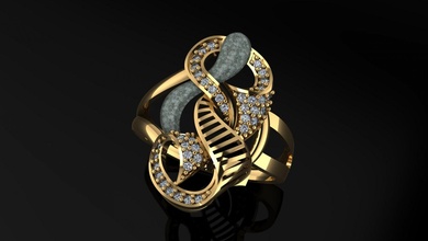 Ring Gold woman ring fashion Spielstein Diamant widding Rino cad 3d print model - Mito3D