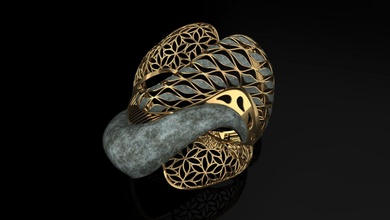 anel ouro woman ring fashion pedra jogo diamante alargamento Rino cafajeste 3d print model - Mito3D