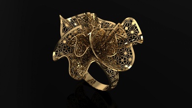 Ring Gold woman ring fashion Spielstein Diamant widding Rino cad 3d print model - Mito3D