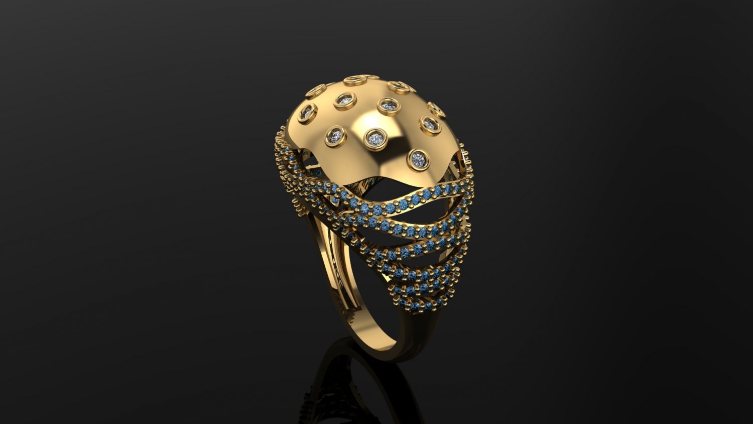 Ring Gold Größe 19 Schmuck 3dm woman ring fashion Spielstein Diamant widding Rino cad druckbar 3D print model - Mito3D