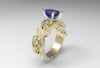anello 3d gioielli i stampabile modello oro argento diamante gemma di fidanzamento gioiello la cera 3d print model - Mito3D
