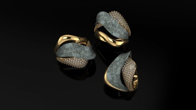 anel ouro 3dm jóias woman ring fashion pedra jogo diamante alargamento Rino cafajeste 3d print model - Mito3D
