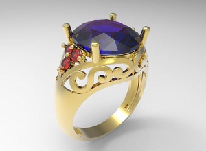 anillo 3d impresión modelo in anillos 3dexport joyería joya imprimible oval roca diamante oro plata 3d print model - Mito3D