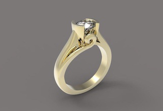 ring 3d jewelry jewellry printable model gold silver gem stone diamond 3d print model - Mito3D