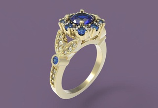 ring 3d Schmuck Modell gold Silber gem diamond Runde halo - Einstellung engagement Juwel original exklusiv 3d print model - Mito3D