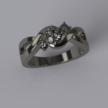 ring3diamonds ring gold Diamanten engagement 3d print model - Mito3D