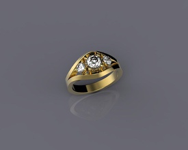 ring3diamonds ring Schmuck gold 3d print model - Mito3D