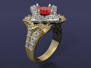 ring flower 3d jewelry jewellry printable model gold silver diamond gem jewel engagement original exclusive wax milling 3d print model - Mito3D