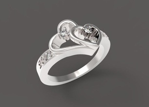 anello 3d gioielli i stampabile modello oro argento diamante gemma la pietra giro cuore forma 3d print model - Mito3D