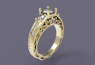 ring 3d drucken modell ringe 3dexport engagement schmuck druckbar gold silber diamant juwel stein drucken wachs 3d print model - Mito3D