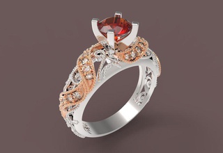 de l'anneau 3d bijoux imprimable modèle or d'argent le diamant gem la ronde d'origine exclusif l'impression cire 3d print model - Mito3D