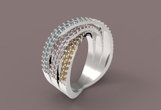 ring 3d jewelry jewellry printable model gold silver diamond gem rorund original 3d print model - Mito3D