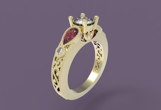 ring 3d print model in rings 3dexport jewelry jewellry printable gold silver diamond gem pear shape 3d print model - Mito3D
