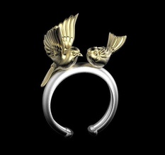 ring 3d drucken modell ringe 3dexport vogel gimpel meise spatz schmuck gold silber vögel 3d print model - Mito3D